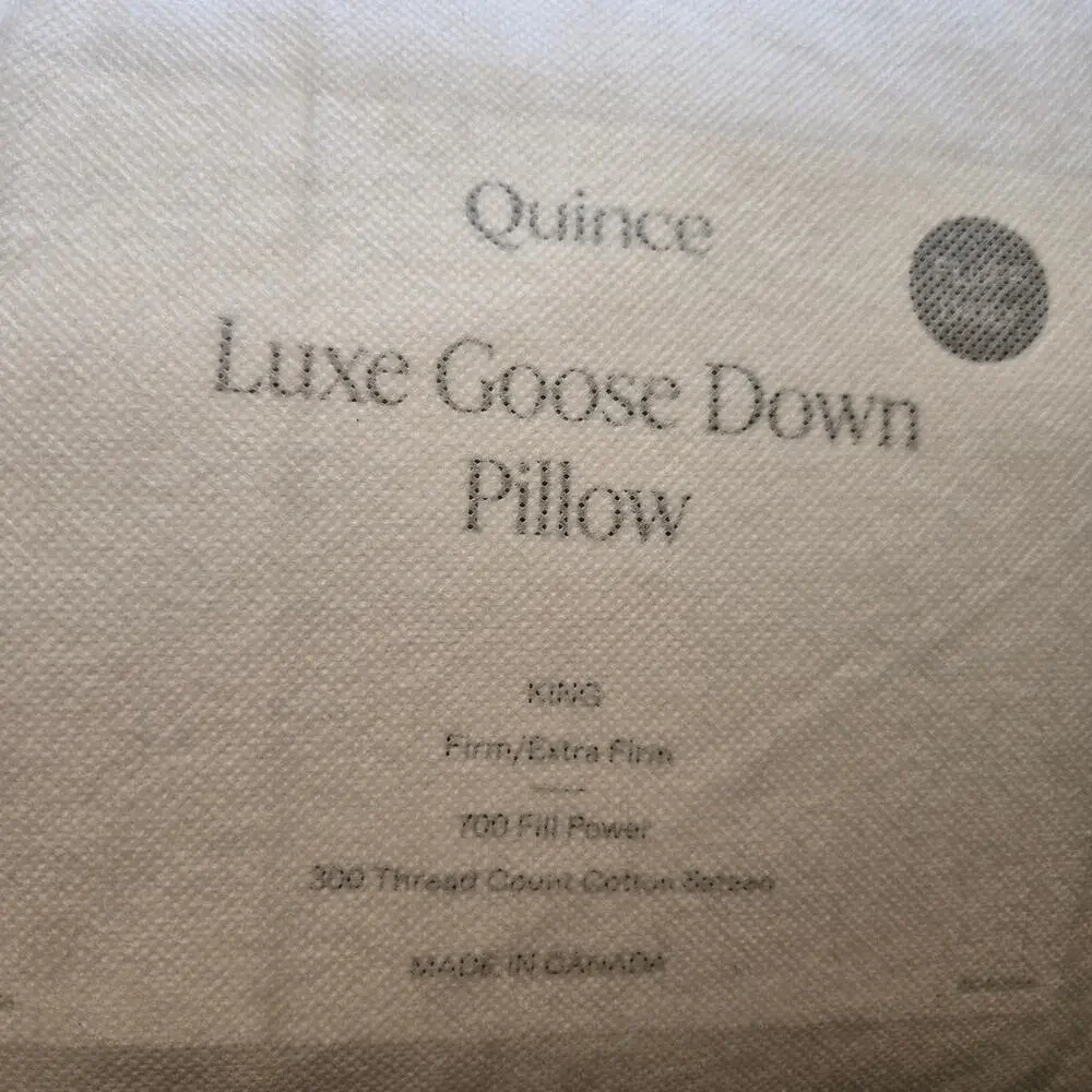 NEW Quince Luxe Goose Down King Pillow Firm/ Extra Firm